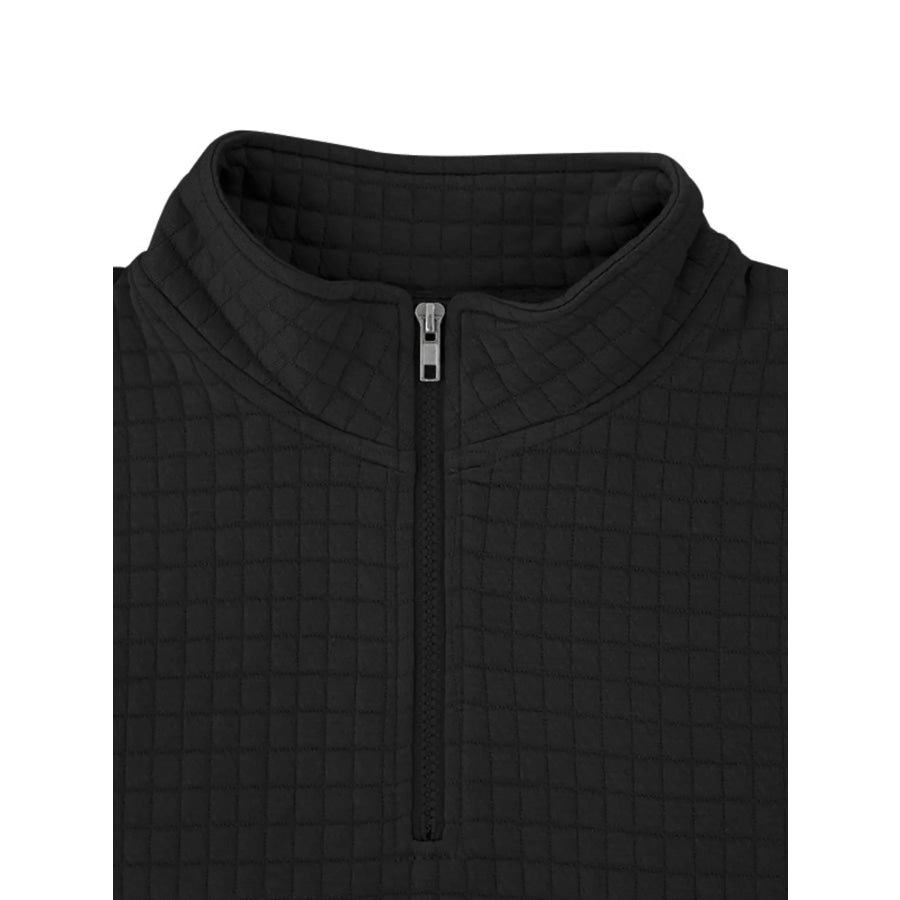 Men’s Full Size Textured Short Sleeve Zipper Polo Plus Size Apparel and Accessories