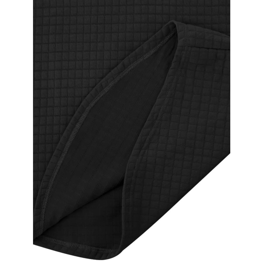 Men’s Full Size Textured Short Sleeve Zipper Polo Plus Size Apparel and Accessories
