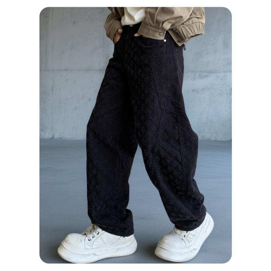 Men’s Full Size Textured Wide Leg Pants Plus Size Apparel and Accessories