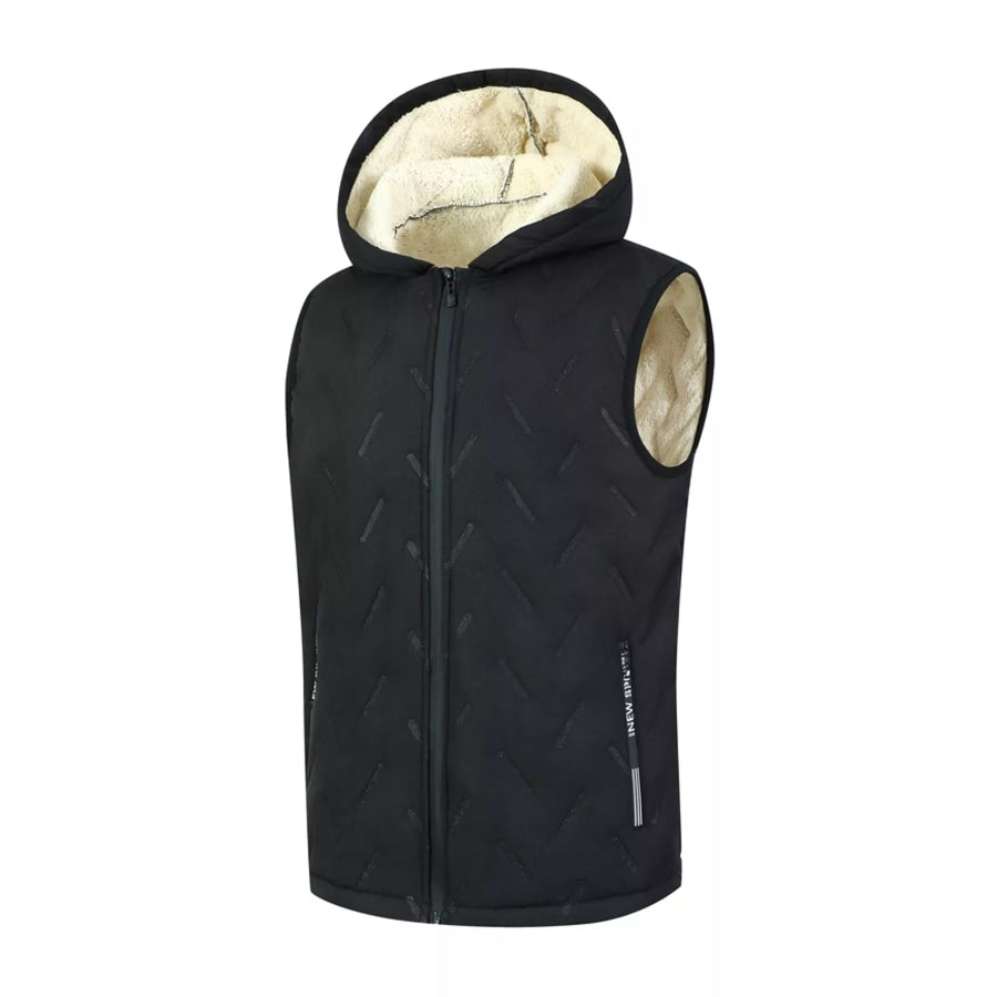 Men’s Full Size Thermal Fleece-Lined Quilted Vest Plus Black-Hooded EU Sizing / S Apparel and Accessories