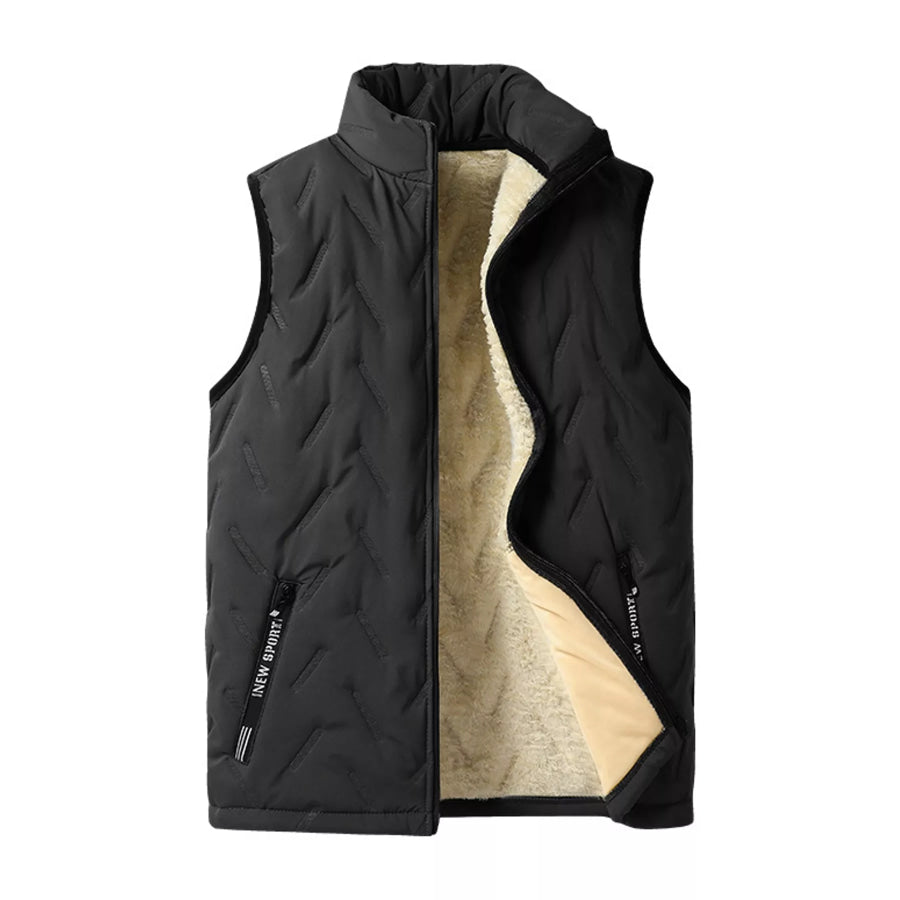 Men’s Full Size Thermal Fleece-Lined Quilted Vest Plus Black-Stand Collar / L Apparel and Accessories