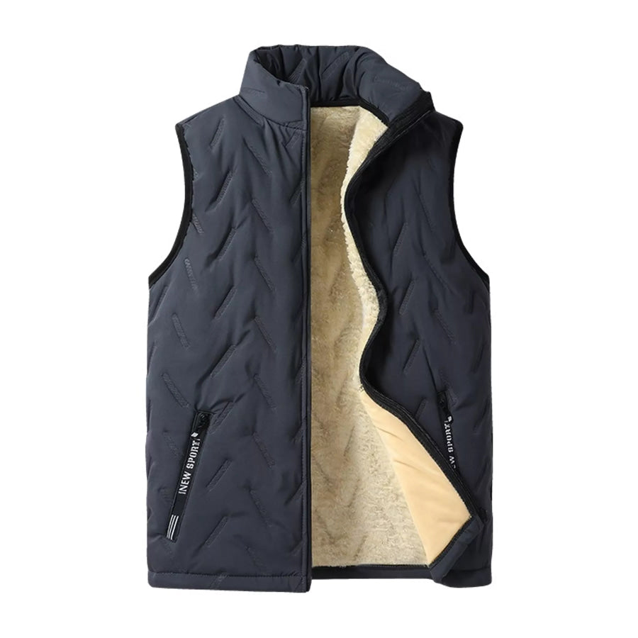 Men’s Full Size Thermal Fleece-Lined Quilted Vest Plus Gray-Stand Collar / L Apparel and Accessories