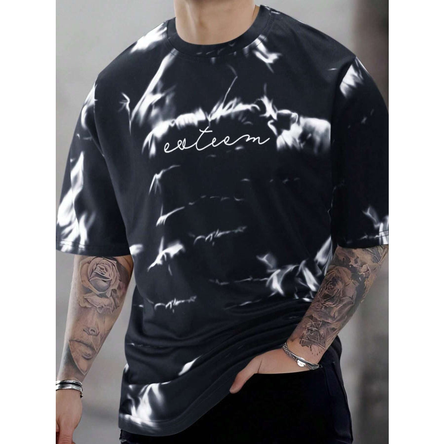 Men’s Full Size Tie-Dye Round Neck T-Shirt Plus Size Black / XS Apparel and Accessories