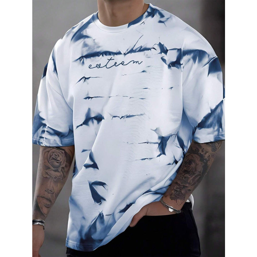 Men’s Full Size Tie-Dye Round Neck T-Shirt Plus Size Dusty Blue / XS Apparel and Accessories