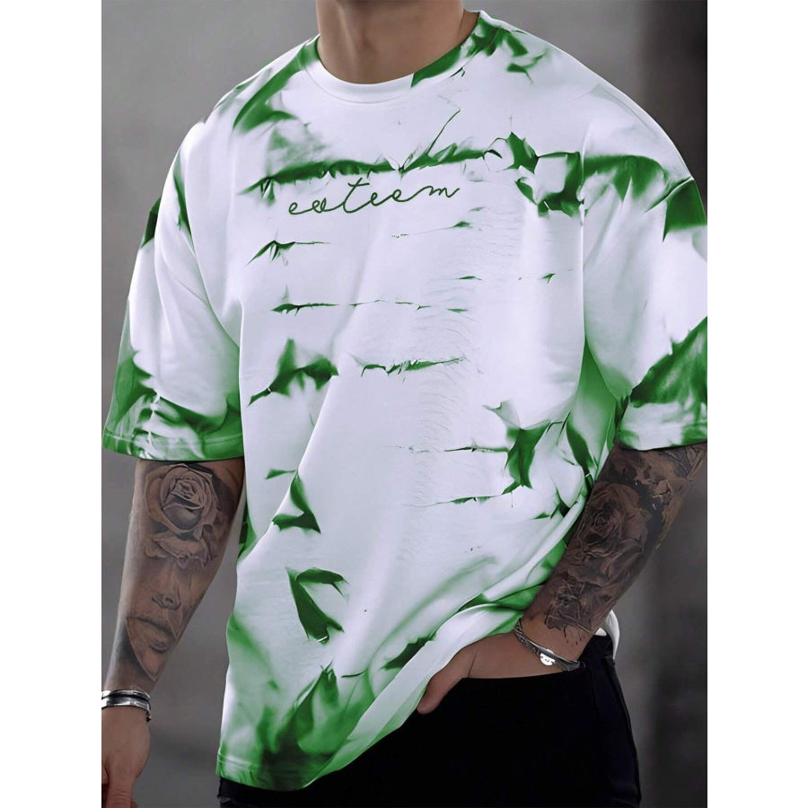 Men’s Full Size Tie-Dye Round Neck T-Shirt Plus Size Green / XS Apparel and Accessories