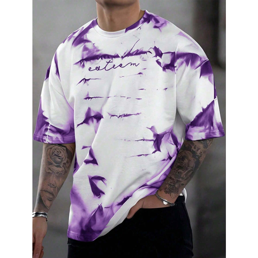 Men’s Full Size Tie-Dye Round Neck T-Shirt Plus Size Purple / XS Apparel and Accessories