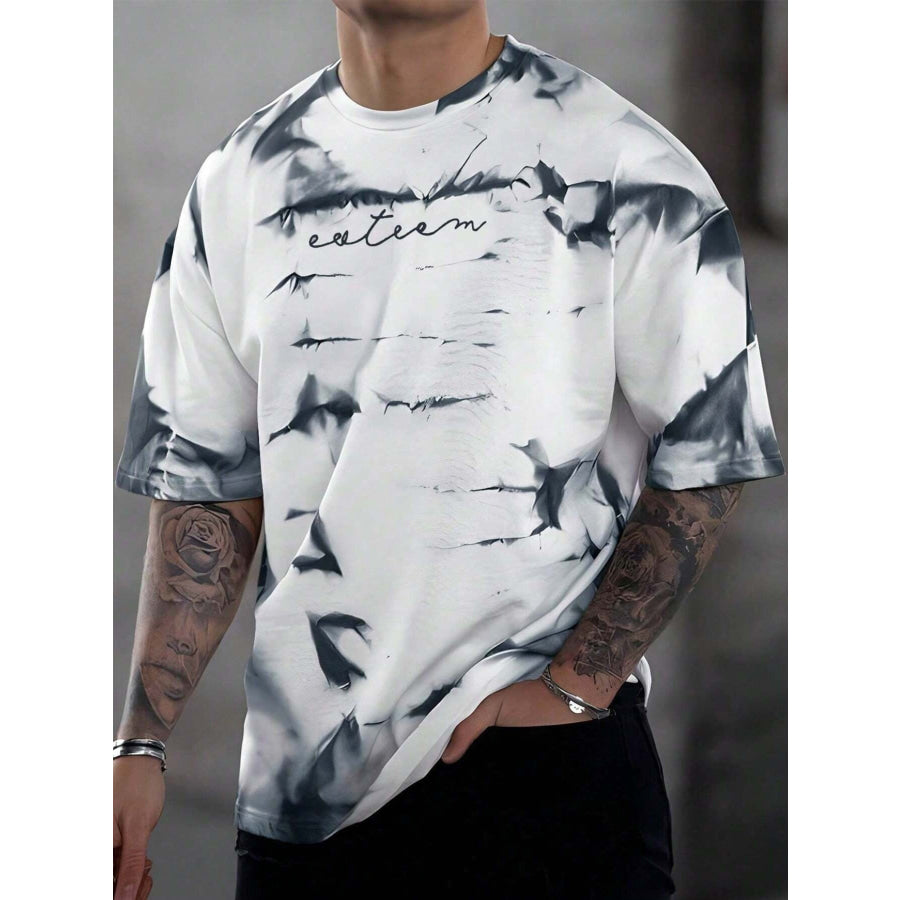 Men’s Full Size Tie-Dye Round Neck T-Shirt Plus Size White / XS Apparel and Accessories