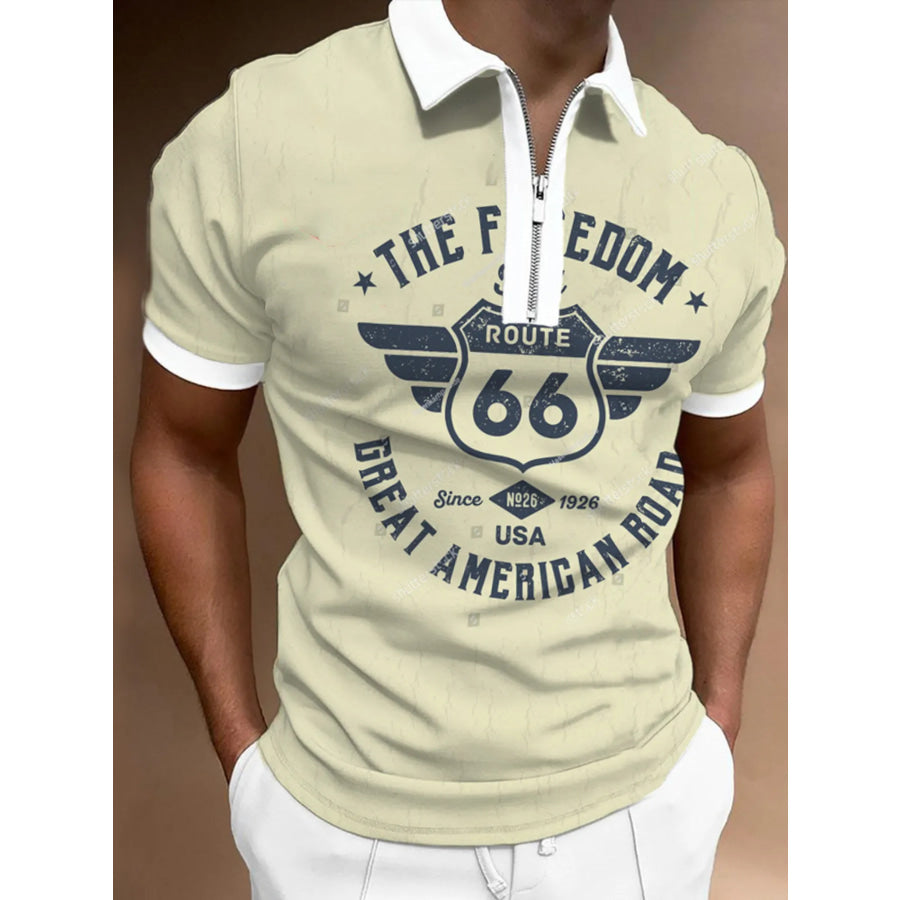 Men’s Full Size Tropical Palm Tree Print Zipper Polo Plus Size Sage / S Apparel and Accessories