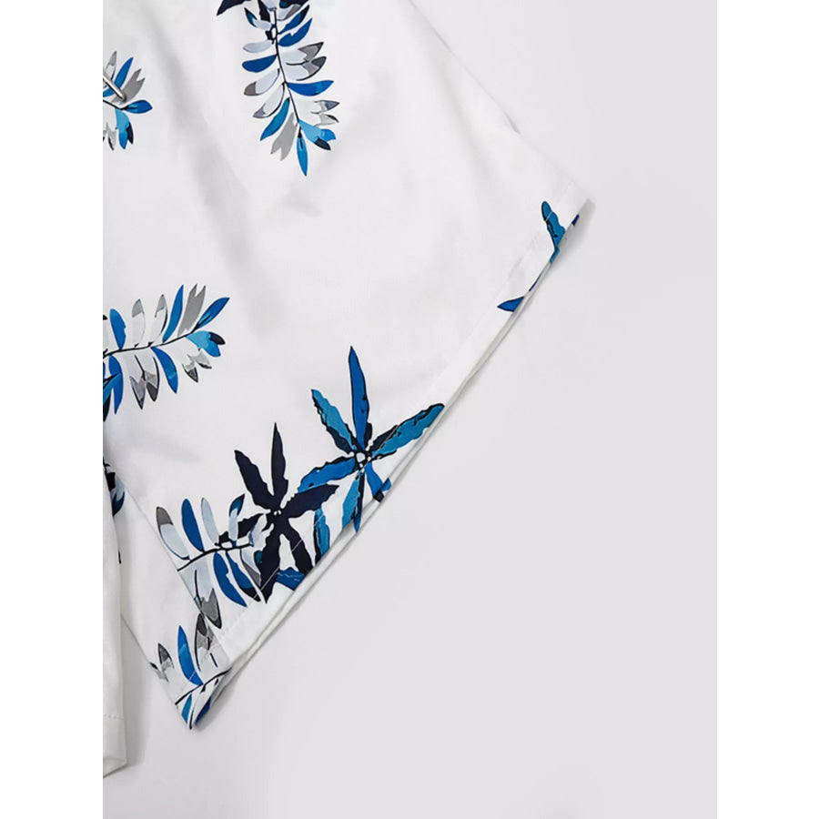 Men’s Full Size Tropical Print Short Sleeve Shirt and Shorts Set Plus Size Apparel and Accessories