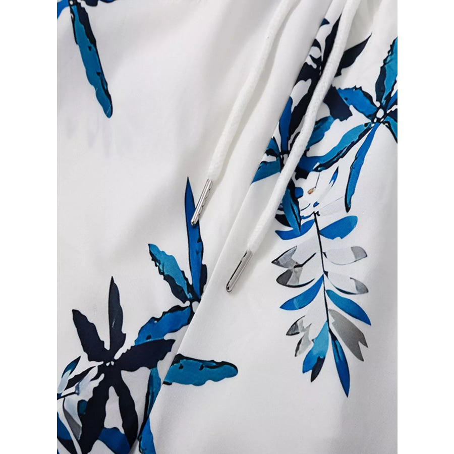 Men’s Full Size Tropical Print Short Sleeve Shirt and Shorts Set Plus Size Apparel and Accessories