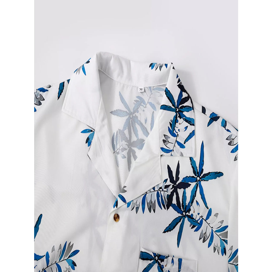 Men’s Full Size Tropical Print Short Sleeve Shirt and Shorts Set Plus Size Apparel and Accessories