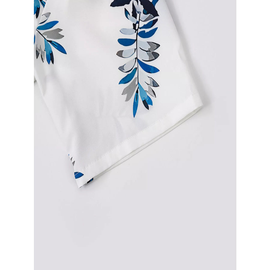 Men’s Full Size Tropical Print Short Sleeve Shirt and Shorts Set Plus Size Apparel and Accessories