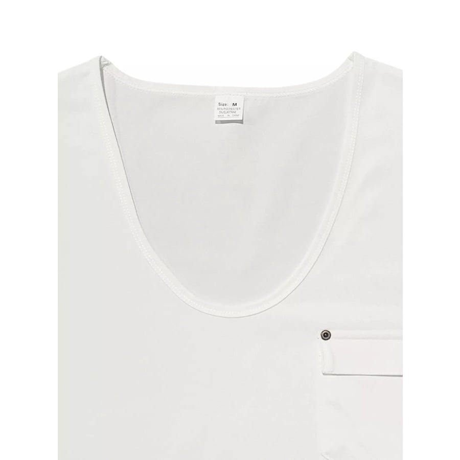Men’s Full Size V-Neck Pocket T-Shirt Plus Size Apparel and Accessories