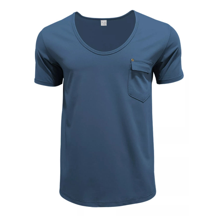 Men’s Full Size V-Neck Pocket T-Shirt Plus Size Dark Blue / S Apparel and Accessories
