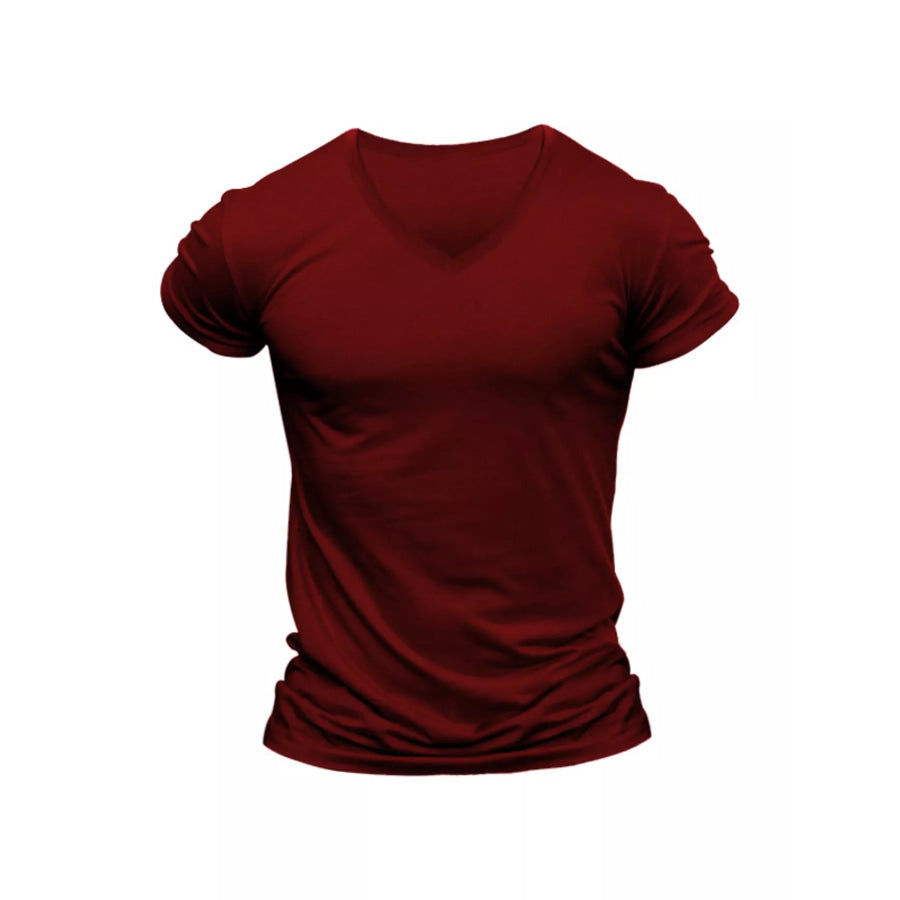 Men’s Full Size V-Neck Slim Fit Casual T-Shirt Plus Size Apparel and Accessories