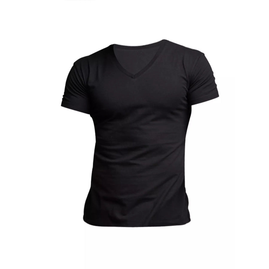 Men’s Full Size V-Neck Slim Fit Casual T-Shirt Plus Size Apparel and Accessories