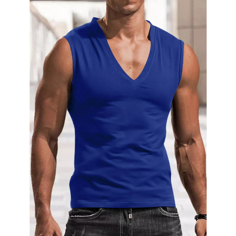Men’s Full Size V-Neck Tank Top Plus Size Royal Blue / S Apparel and Accessories