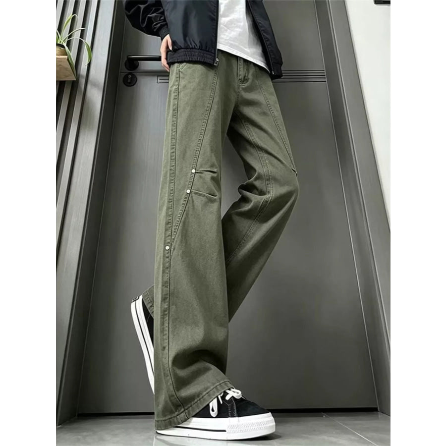 Men’s Full Size Vintage Wide-Leg Jeans Plus Green / S Apparel and Accessories