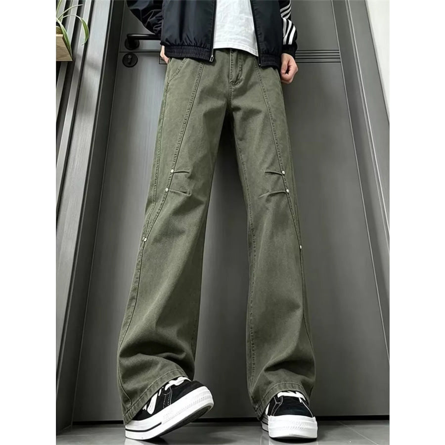 Men’s Full Size Vintage Wide-Leg Jeans Plus Green / S Apparel and Accessories