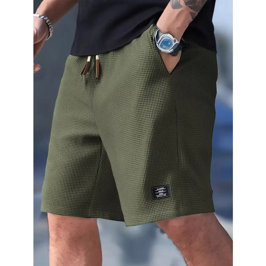 Men’s Full Size Waffle Knit Drawstring Casual Shorts Plus Size White / S Apparel and Accessories
