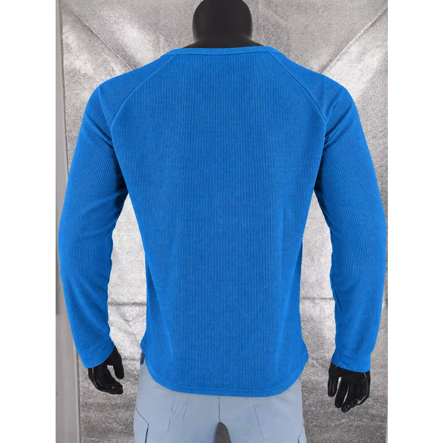 Men’s Full Size Waffle Knit Henley Long Sleeve T-Shirt Plus Apparel and Accessories