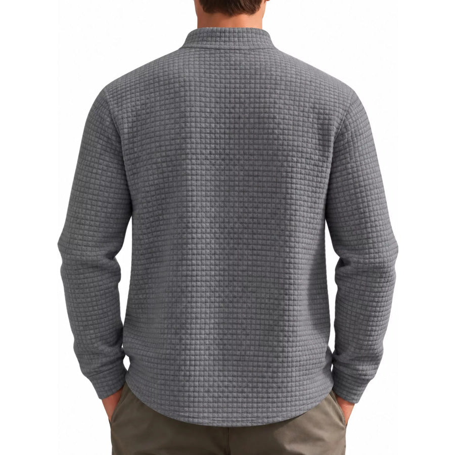 Men’s Full Size Waffle Knit Quarter-Zip Pullover Sweatshirt Plus Apparel and Accessories