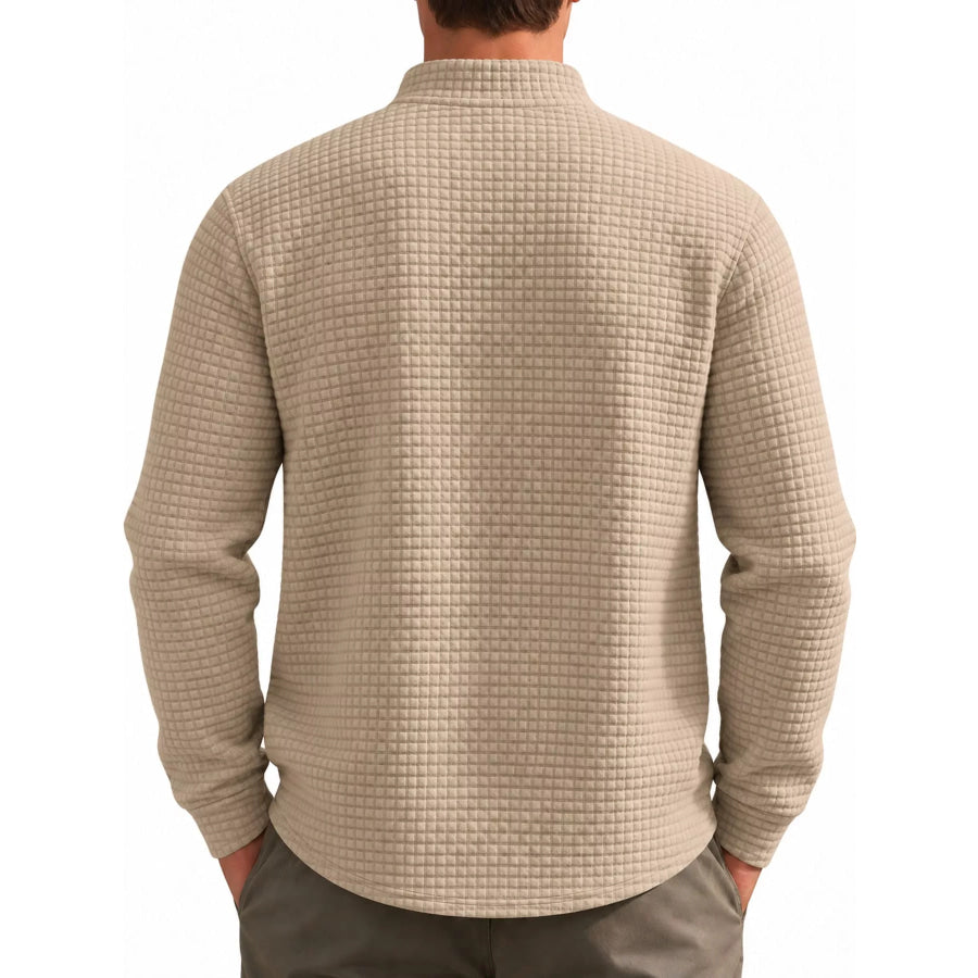 Men’s Full Size Waffle Knit Quarter-Zip Pullover Sweatshirt Plus Apparel and Accessories