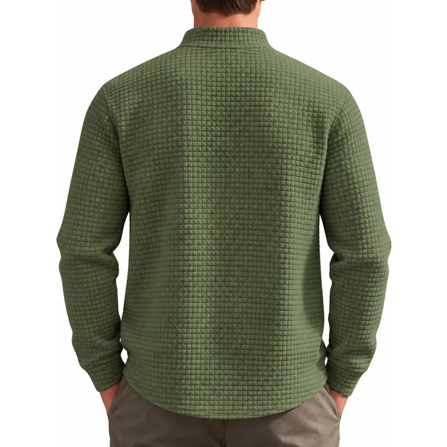 Men’s Full Size Waffle Knit Quarter-Zip Pullover Sweatshirt Plus Apparel and Accessories
