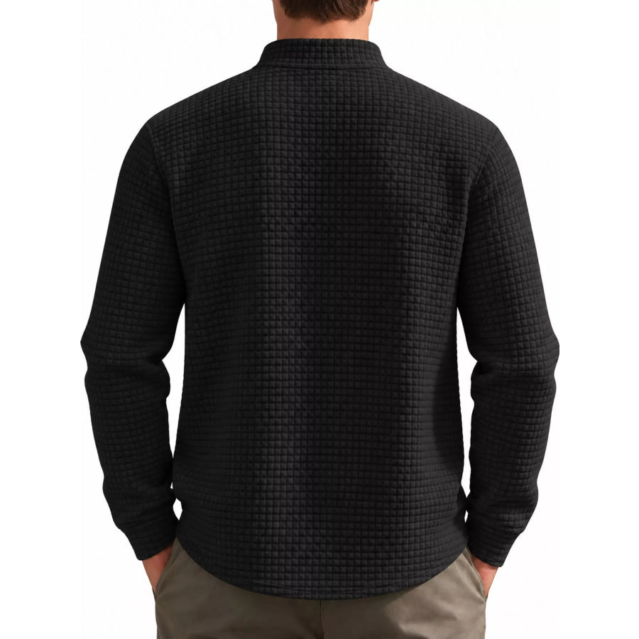 Men’s Full Size Waffle Knit Quarter-Zip Pullover Sweatshirt Plus Apparel and Accessories