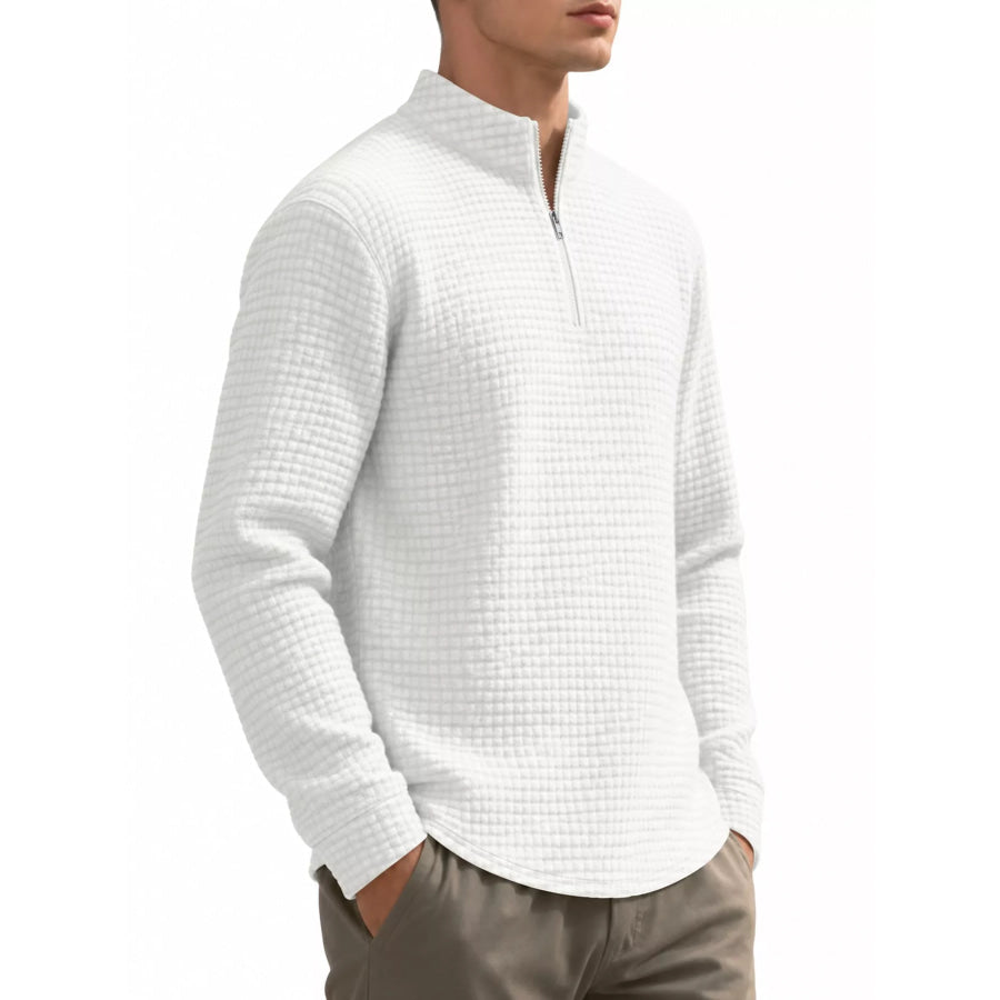 Men’s Full Size Waffle Knit Quarter-Zip Pullover Sweatshirt Plus Apparel and Accessories