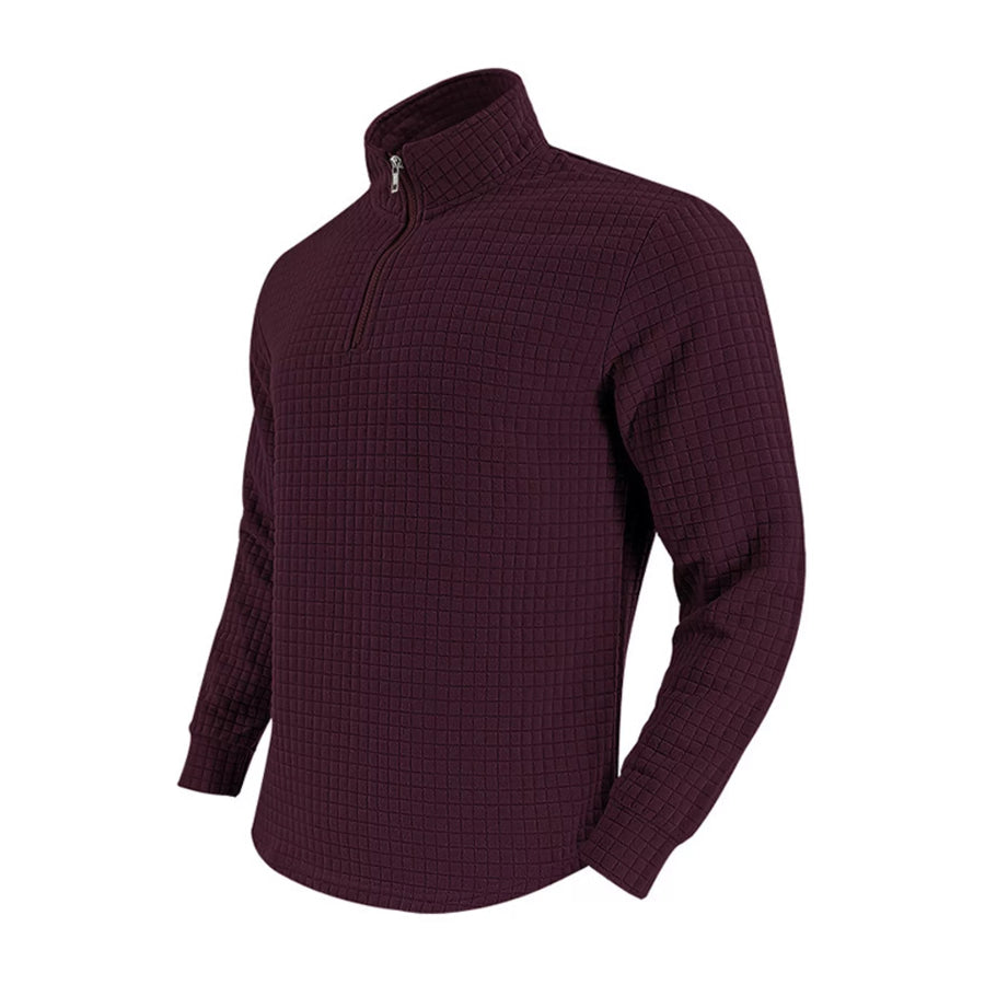 Men’s Full Size Waffle Knit Quarter-Zip Pullover Sweatshirt Plus Apparel and Accessories