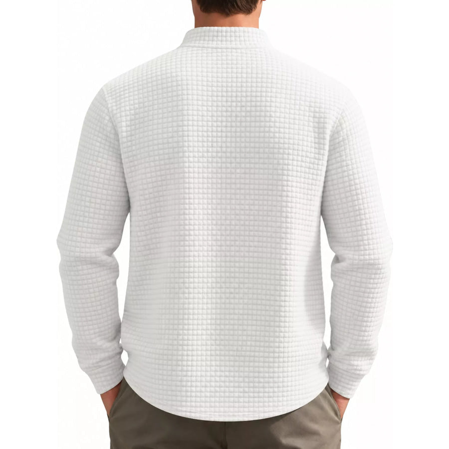 Men’s Full Size Waffle Knit Quarter-Zip Pullover Sweatshirt Plus Apparel and Accessories