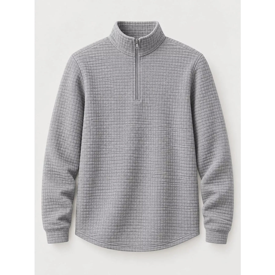 Men’s Full Size Waffle Knit Quarter-Zip Pullover Sweatshirt Plus Apparel and Accessories