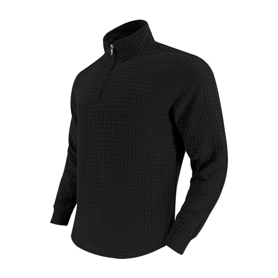 Men’s Full Size Waffle Knit Quarter-Zip Pullover Sweatshirt Plus Apparel and Accessories