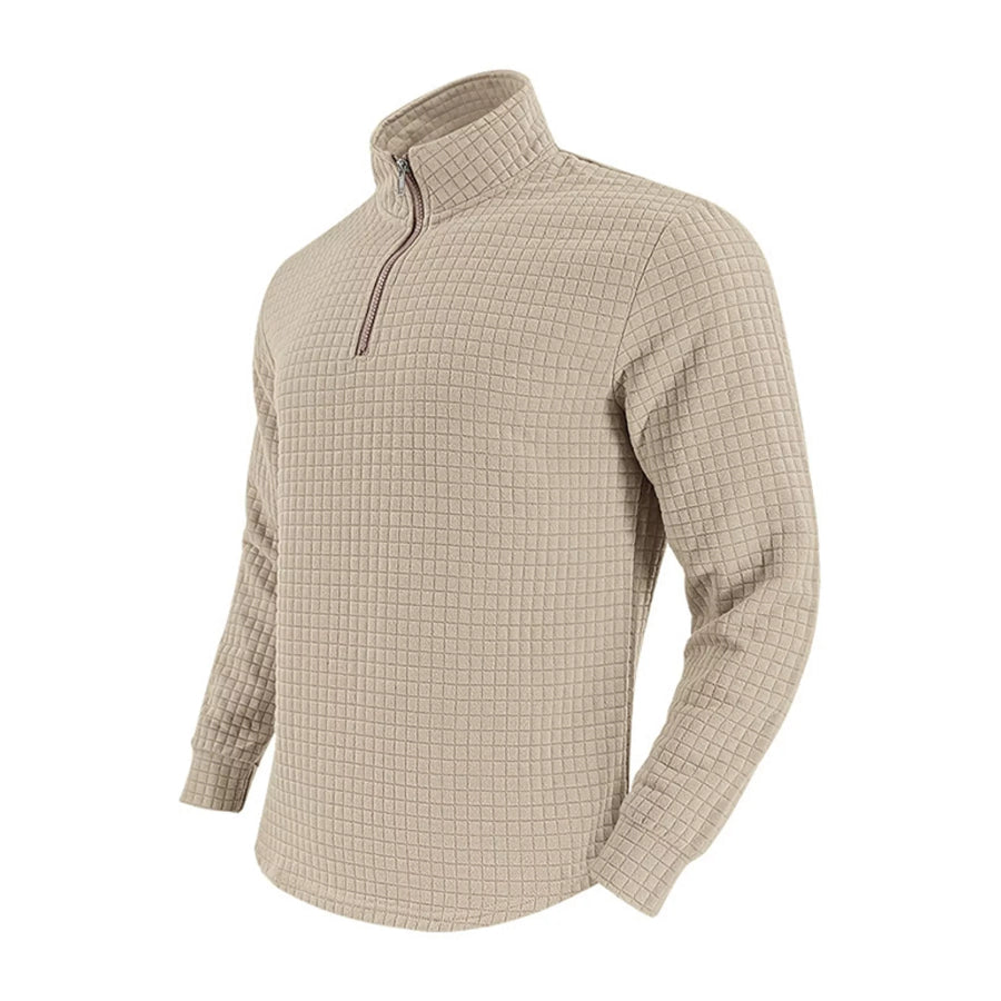 Men’s Full Size Waffle Knit Quarter-Zip Pullover Sweatshirt Plus Apparel and Accessories