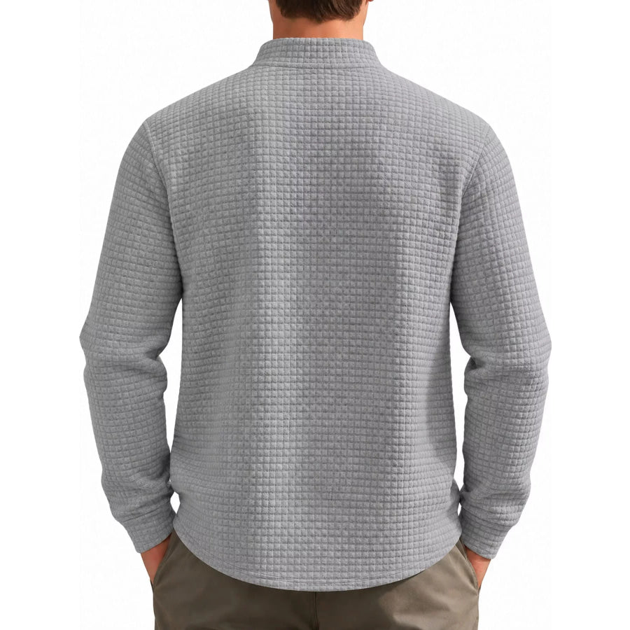 Men’s Full Size Waffle Knit Quarter-Zip Pullover Sweatshirt Plus Apparel and Accessories