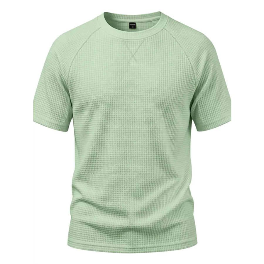 Men’s Full Size Waffle Knit Raglan Short Sleeve T-Shirt Plus Size Apparel and Accessories