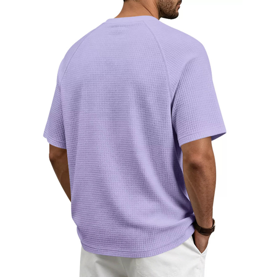 Men’s Full Size Waffle Knit Raglan Short Sleeve T-Shirt Plus Size Apparel and Accessories