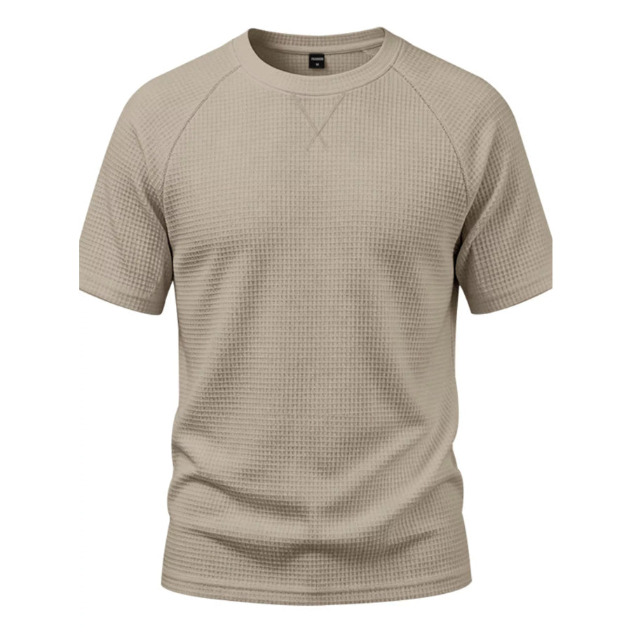 Men’s Full Size Waffle Knit Raglan Short Sleeve T-Shirt Plus Size Apparel and Accessories
