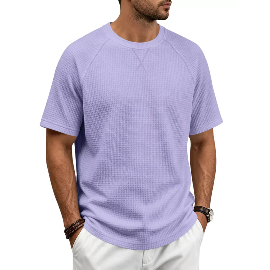 Men’s Full Size Waffle Knit Raglan Short Sleeve T-Shirt Plus Size Apparel and Accessories