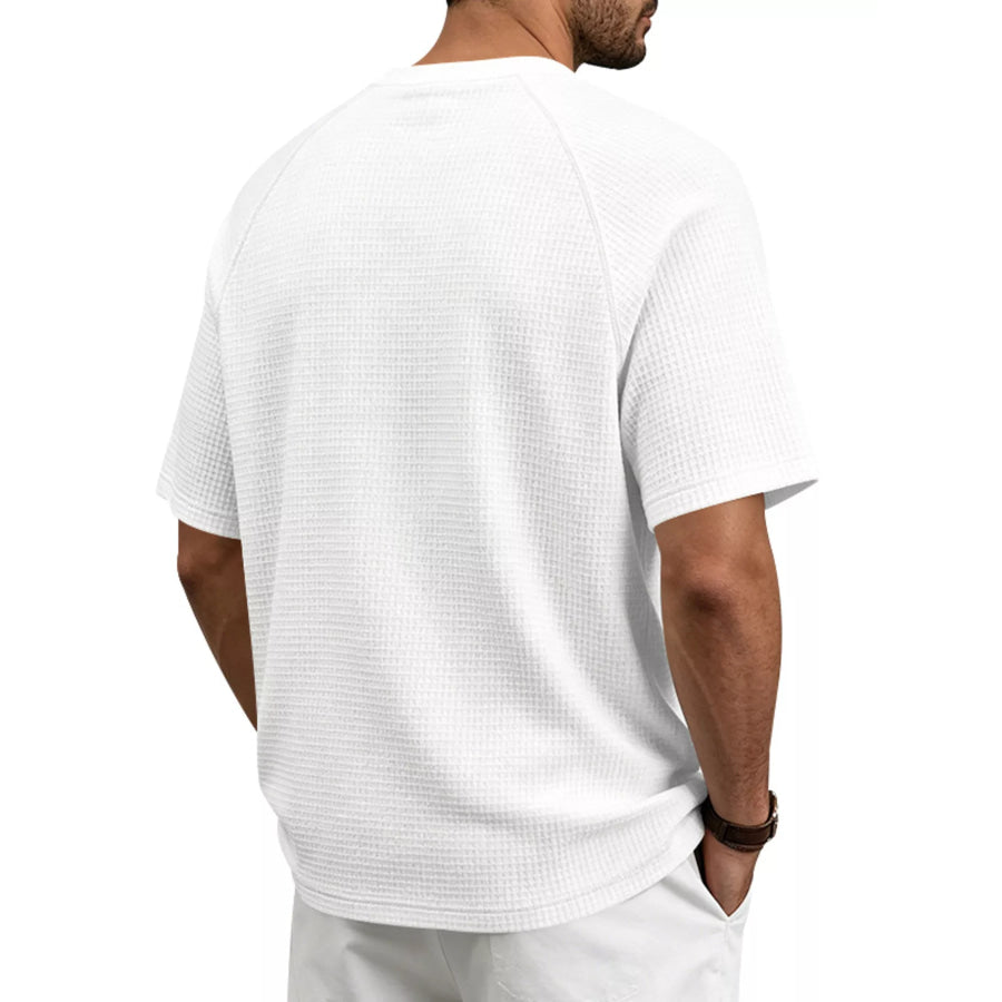 Men’s Full Size Waffle Knit Raglan Short Sleeve T-Shirt Plus Size Apparel and Accessories