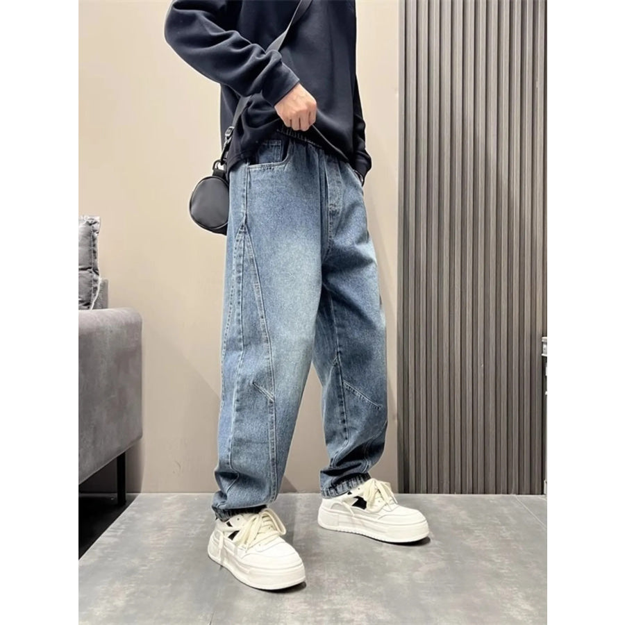 Men’s Full Size Wash Loose Fit Jeans Plus Size Apparel and Accessories