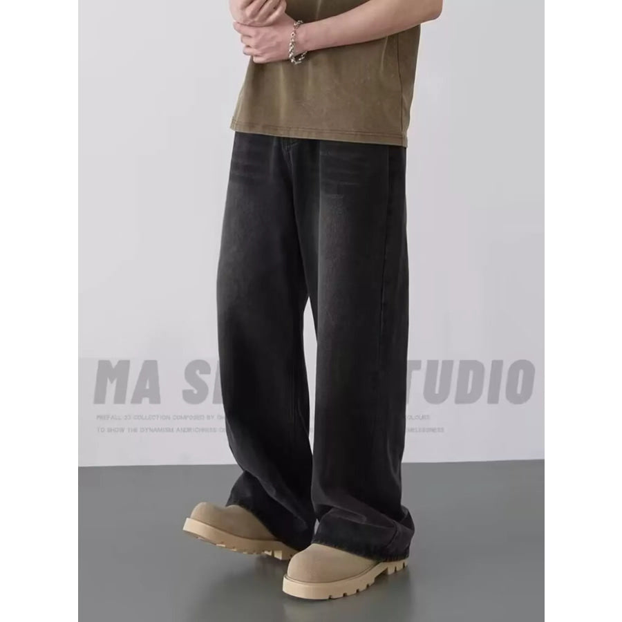 Men’s Full Size Wash Loose Fit Jeans Plus Size Apparel and Accessories