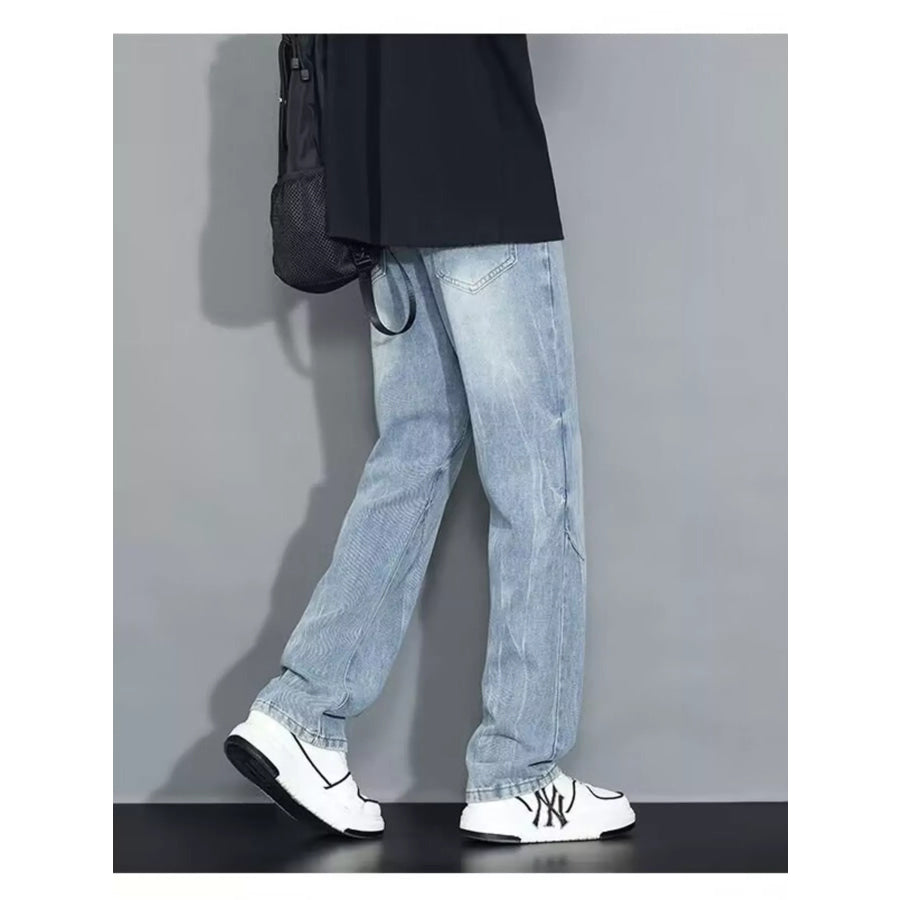 Men’s Full Size Wash Loose Fit Jeans Plus Size Apparel and Accessories