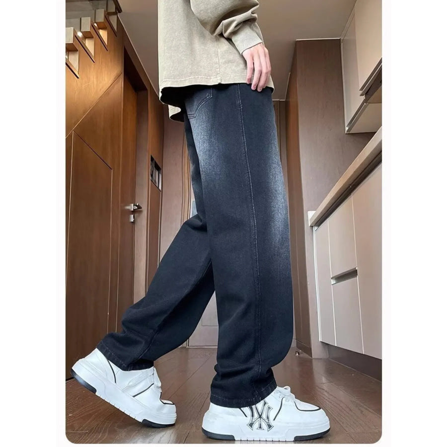 Men’s Full Size Wash Loose Fit Jeans Plus Size Apparel and Accessories
