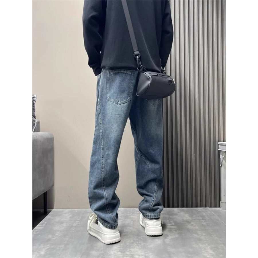 Men’s Full Size Wash Loose Fit Jeans Plus Size Apparel and Accessories