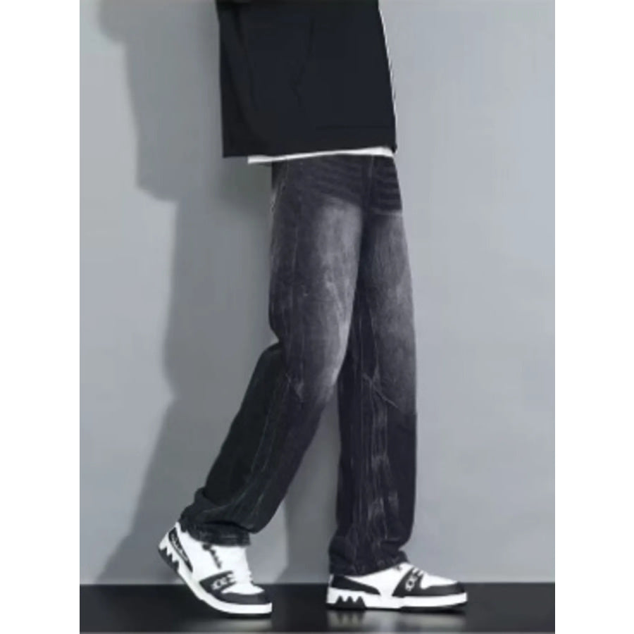 Men’s Full Size Wash Loose Fit Jeans Plus Size Apparel and Accessories