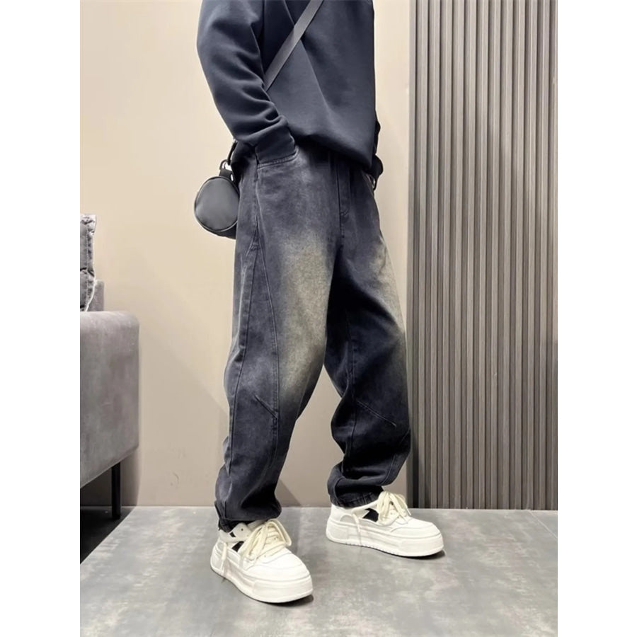 Men’s Full Size Wash Loose Fit Jeans Plus Size Apparel and Accessories