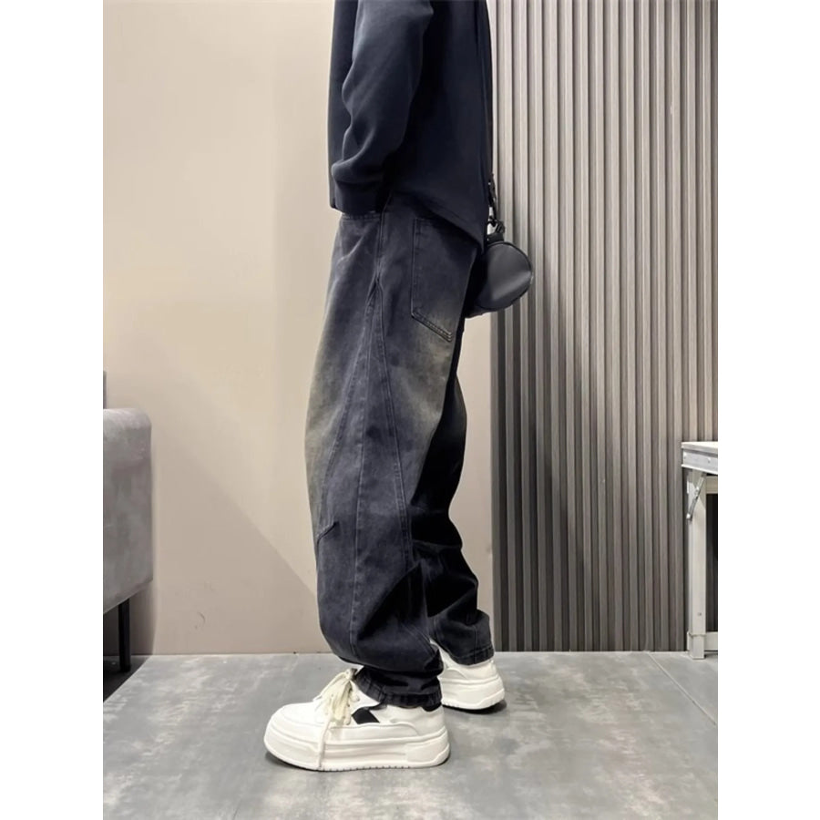 Men’s Full Size Wash Loose Fit Jeans Plus Size Apparel and Accessories