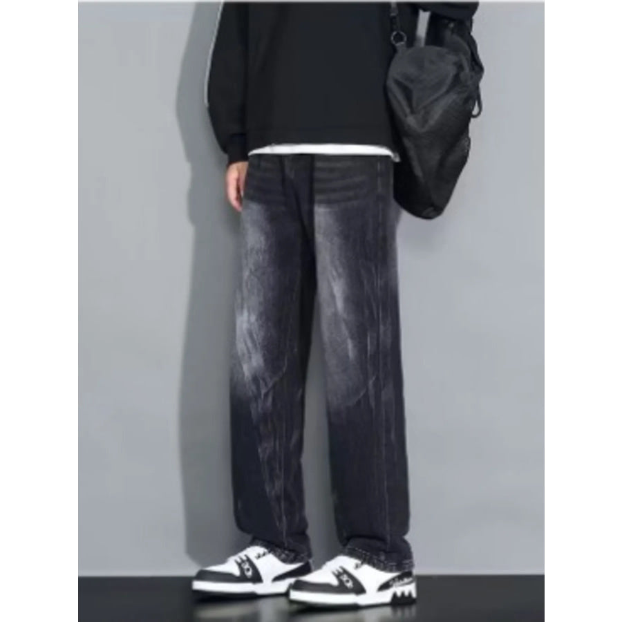Men’s Full Size Wash Loose Fit Jeans Plus Size Apparel and Accessories